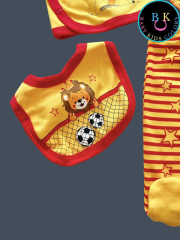 Yeni Doğan Bebek Taraftar Zıbın Takımı 5 Parça %100 Pamuk Sarı-Kırmızı