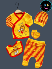 Yeni Doğan Bebek Taraftar Zıbın Takımı 5 Parça %100 Pamuk Sarı-Kırmızı