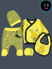 Yeni Doğan Bebek Taraftar Zıbın Takımı 5 Parça %100 Pamuk Sarı-Lacivert
