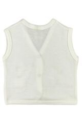 Kız Bebek Ayıcık Nakışlı Organik Pamuklu 3-6-9 Ay Penye Bebek Yelek - Somon 3-6 AY - EKRU