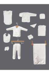 Unisex 11 Parca Yeni Doğan Hastane Çıkışı Zıbın Set Kuğu Nakışlı
