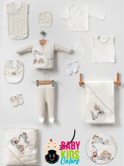 Arabalı trenli 11'li hastahane çıkışı yeni doğan zıbın set Yeni Doğan - KAHVE