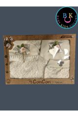 5 Parça Kutulu Sertifikalı Organik Saf Pamuklu Sevimli Hastane Çıkışı Set EKRU