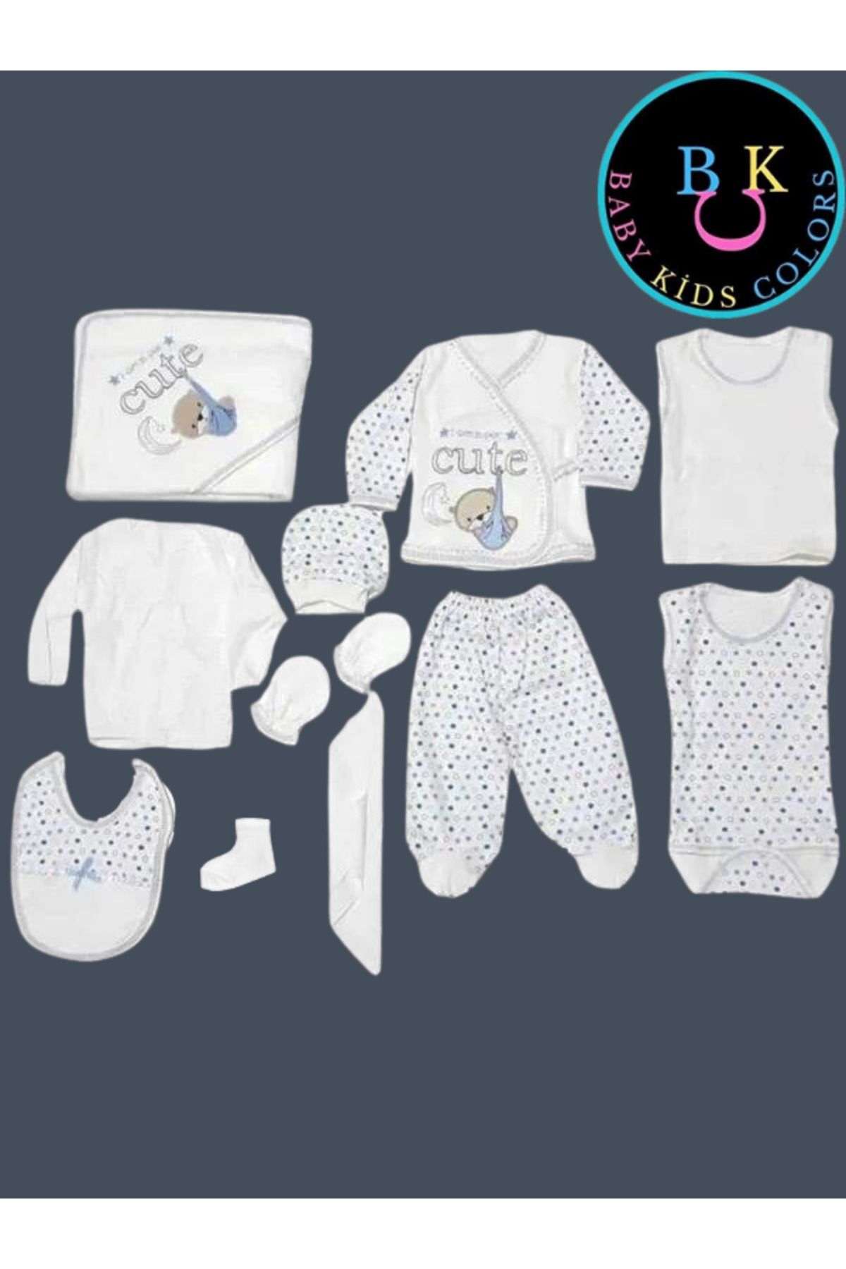 Cute 11'li hastahane çıkışı yeni doğan zıbın set Yeni Doğan - MAVİ