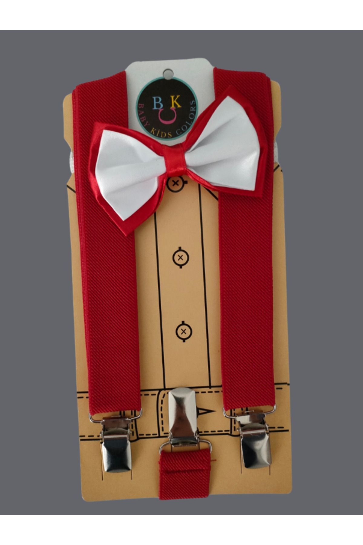 Unisex Askı Papyon Takım KIRMIZIÇİZGİLİ