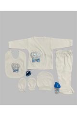 Taşlı Nakışlı Erkek 7'li Hastahane Çıkışı Yeni Doğan - MAVİ