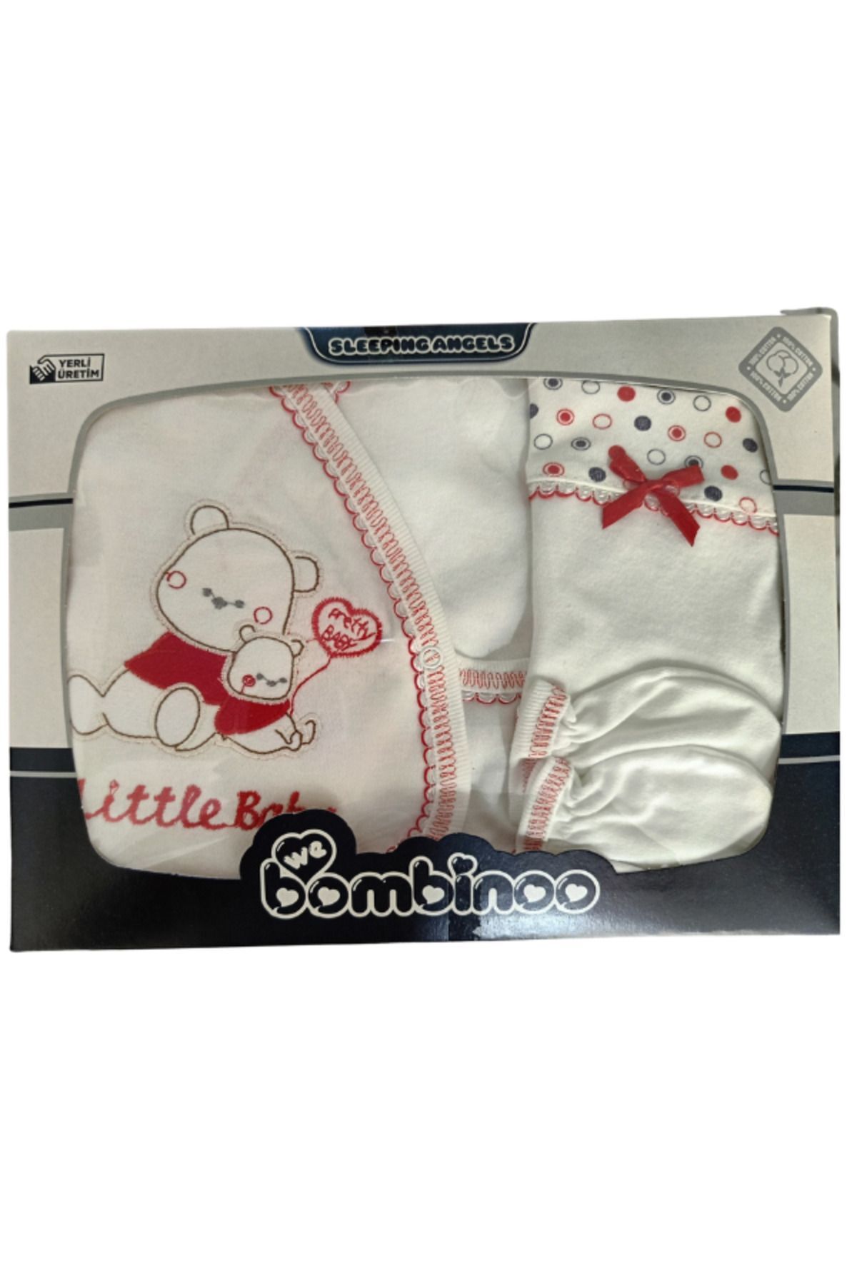 Yeni Doğan Yavru Ayı Hastane Çıkışı 5li Zıbın Seti Yeni Doğan - KIRMIZI