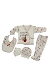 Yeni Doğan Cute Hastahane Çıkışı 5li Zıbın Seti Yeni Doğan - KIRMIZI