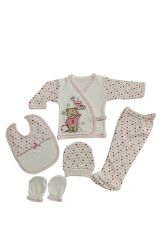 Yeni Doğan Çantalı Ayı Hastahane Çıkışı 5li Zıbın Seti Yeni Doğan - PEMBE