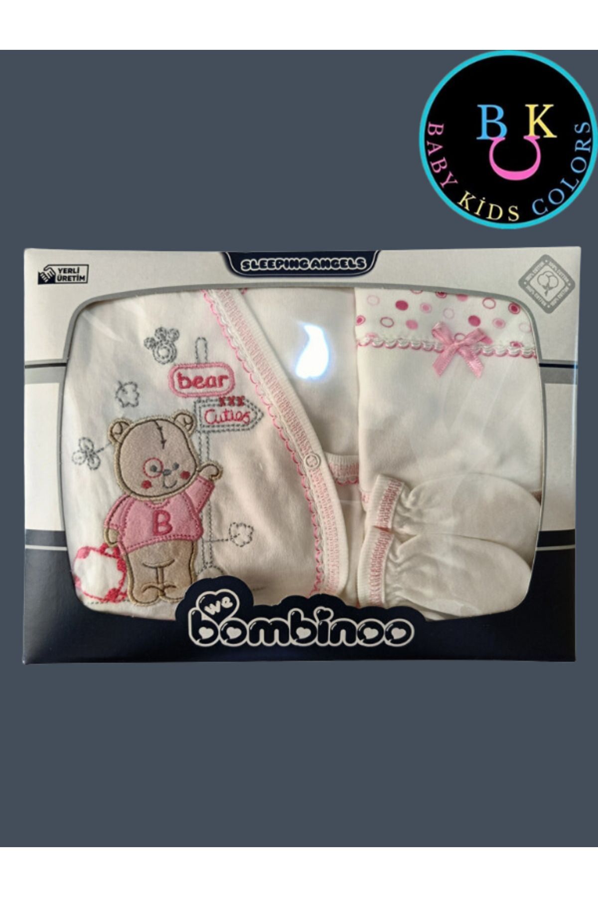 Yeni Doğan Çantalı Ayı Hastahane Çıkışı 5li Zıbın Seti Yeni Doğan - PEMBE