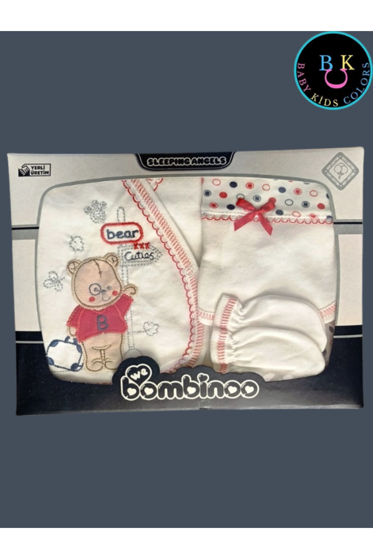 Yeni Doğan Çantalı Ayı Hastahane Çıkışı 5li Zıbın Seti Yeni Doğan - KIRMIZI