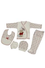 Yeni Doğan Çantalı Ayı Hastahane Çıkışı 5li Zıbın Seti Yeni Doğan - KIRMIZI