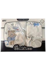 Yeni Doğan Çantalı Ayı Hastahane Çıkışı 5li Zıbın Seti Yeni Doğan - MAVİ