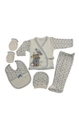 Yeni Doğan Çantalı Ayı Hastahane Çıkışı 5li Zıbın Seti Yeni Doğan - MAVİ