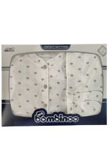 Fitilli Kumaşa 5'li Kalp Baskılı Hastahane Çıkışı Kutulu Yeni Doğan - KAHVERENGİ