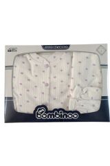 Fitilli Kumaşa 5'li Kalp Baskılı Hastahane Çıkışı Kutulu Yeni Doğan - LİLA