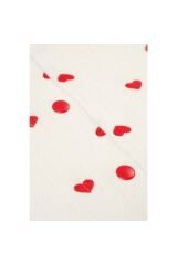 Fitilli Kumaşa 5'li Kalp Baskılı Hastahane Çıkışı Kutulu Yeni Doğan - EKRU-KIRMIZI