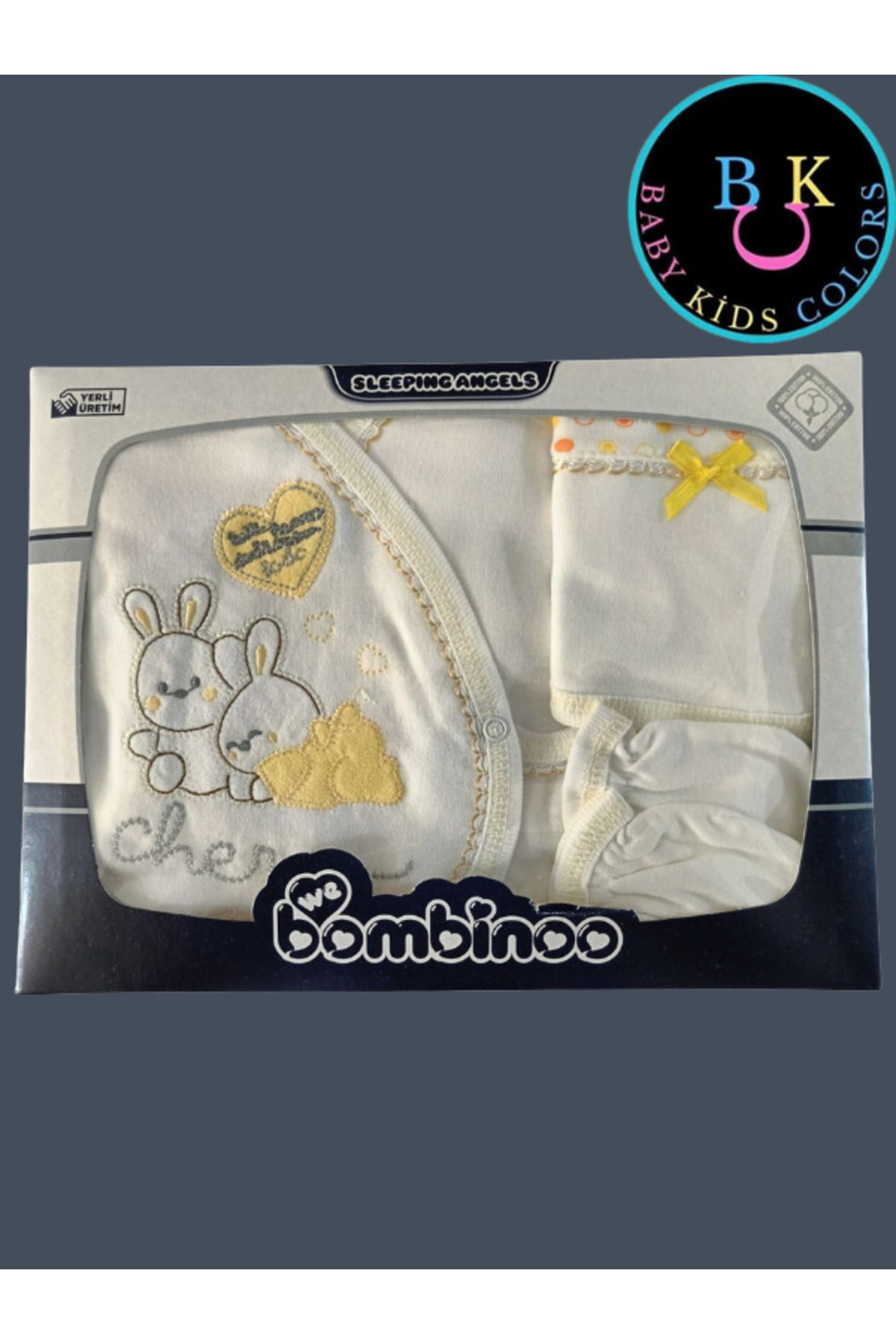 Yenidoğan Bebek 5'li Hastahane Çıkış Seti Kutulu Yeni Doğan - SARI