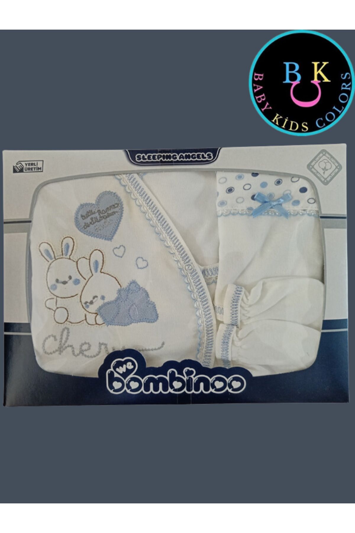 Yenidoğan Bebek 5'li Hastahane Çıkış Seti Kutulu Yeni Doğan - MAVİ