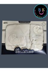 Kuğu nakışlı taşlı hastahane çıkışı yenidoğan zıbın 5'li set Yeni Doğan - EKRU