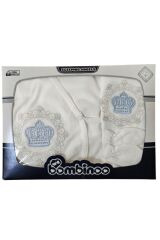 Nakışlı taşlı 5'li set Kutulu Hediyelik Yeni Doğan - MAVİ