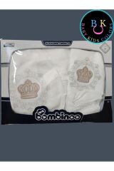 Nakışlı taşlı 5'li set Kutulu Hediyelik Yeni Doğan - KAHVERENGİ