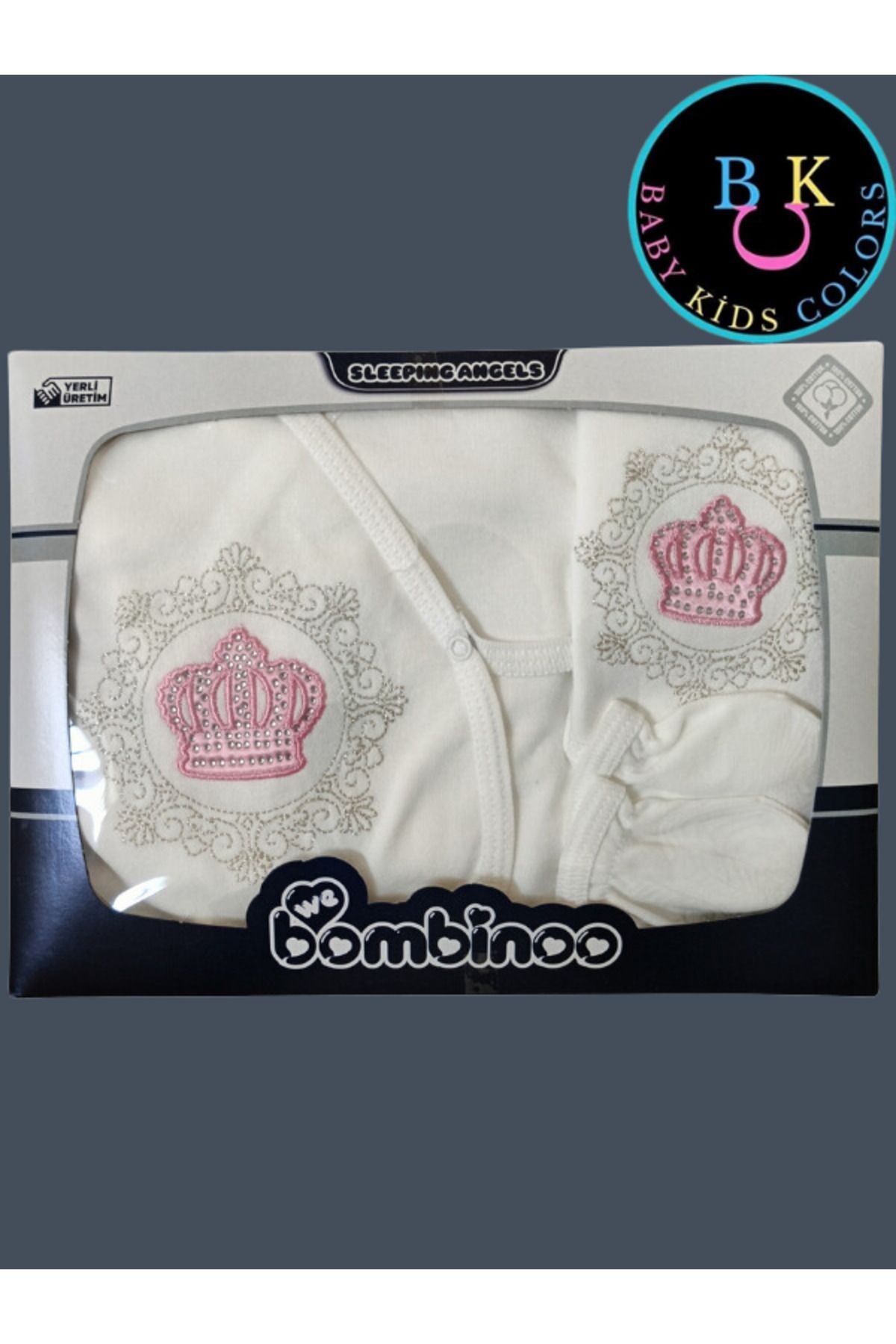 Nakışlı taşlı 5'li set Kutulu Hediyelik Yeni Doğan - PEMBE