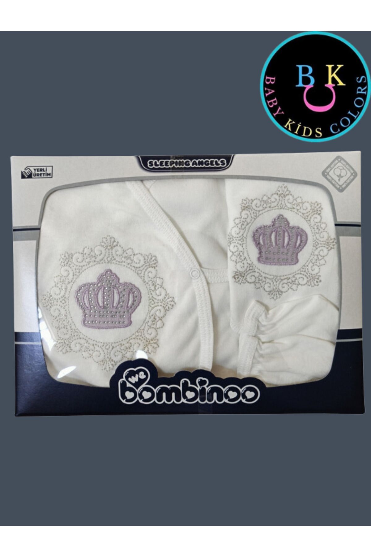 Nakışlı taşlı 5'li set Kutulu Hediyelik Yeni Doğan - LİLA