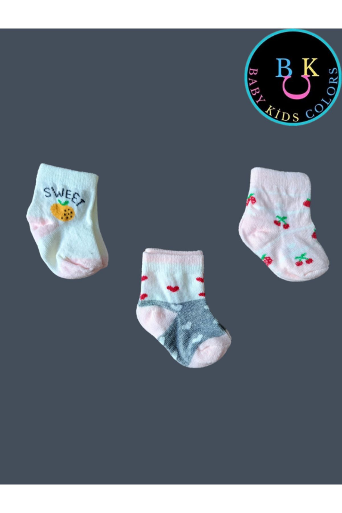 Yeni Doğan Çorap Karışık 3 Renk 0-6 Ay - MEYVE
