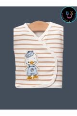 Ördek Nakışlı (KUTULU)  %100 Pamuklu Yeni doğan 5'li Hastane Çıkışı Yeni Doğan - KAHVERENGİ