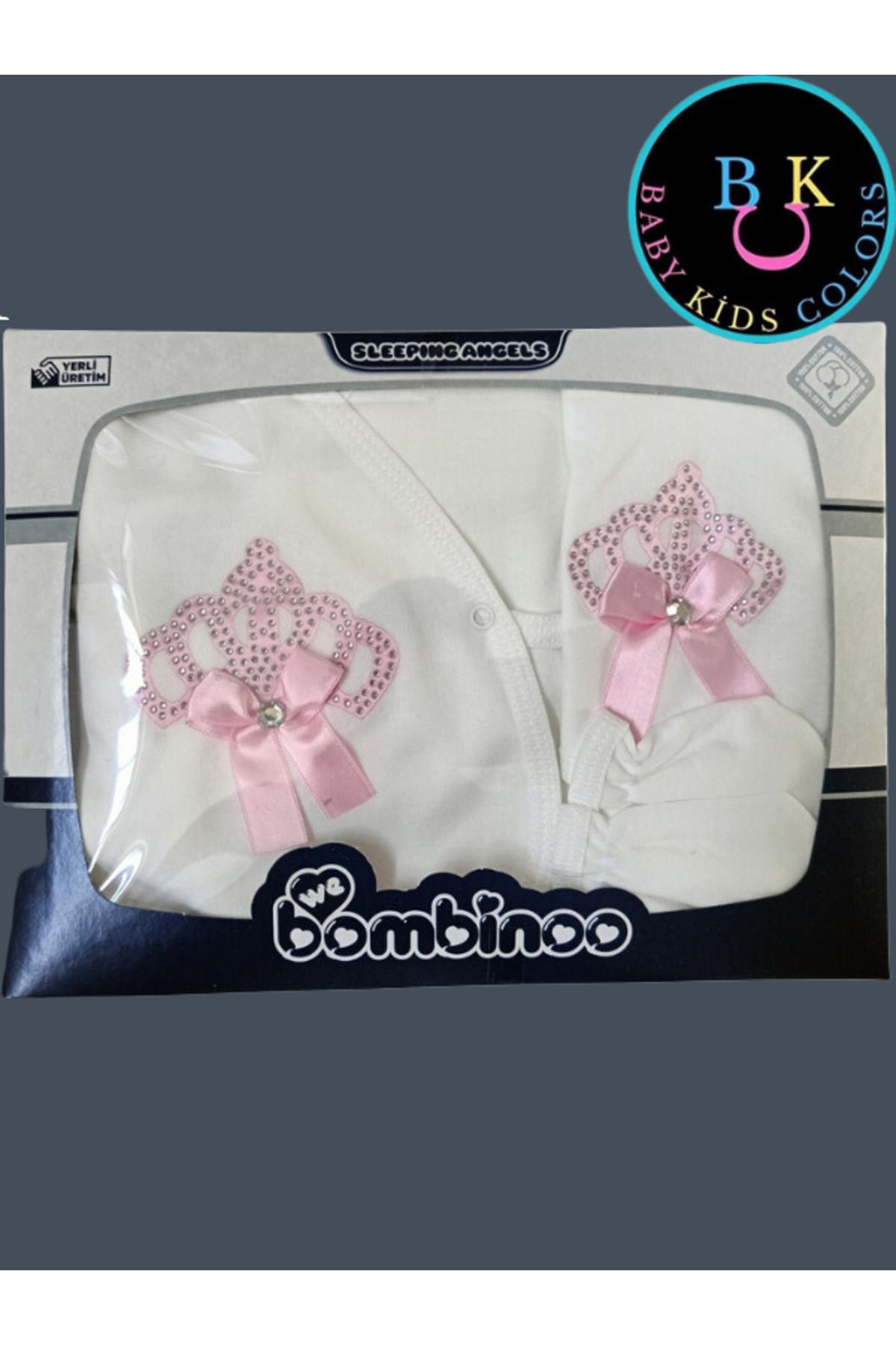 Taşlı nakışlı kız 5'li hastahane çıkışı yenidoğan zıbın seti Yeni Doğan - PEMBE