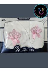 Taşlı nakışlı kız 5'li hastahane çıkışı yenidoğan zıbın seti Yeni Doğan - PEMBE