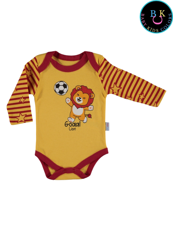 Taraftar Uzun Kollu Badi ,Zarf yaka body 9-AY - Sarı-Kırmızı