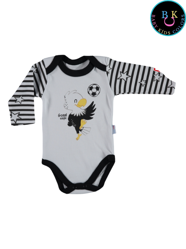 Taraftar Uzun Kollu Badi ,Zarf yaka body 9-AY - Siyah-Beyaz