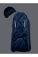 Unisex Bebek Welsoft Kadife Lacivert Portbebe Kundak 85x40 cm