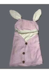 Unisex Bebek Welsoft Kadife Lacivert Portbebe Kundak 85x40 cm Pembe