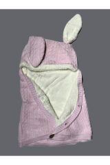 Unisex Bebek Welsoft Kadife Lacivert Portbebe Kundak 85x40 cm Pembe