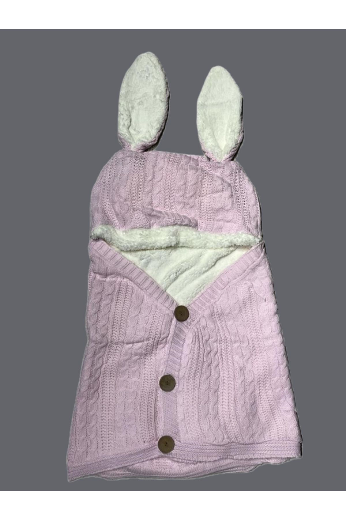 Unisex Bebek Welsoft Kadife Lacivert Portbebe Kundak 85x40 cm Pembe