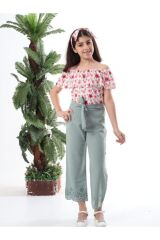 Double Face Kumaş Baskılı Üçlü Takım 3-4 Yaş - YEŞİL