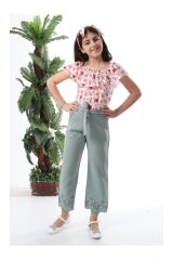 Double Face Kumaş Baskılı Üçlü Takım 3-4 Yaş - YEŞİL