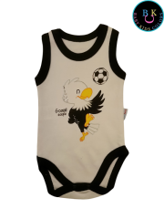 Taraftar askılı çıtçıtlı zıbın badi kısa kol 9-AY - Siyah-Beyaz