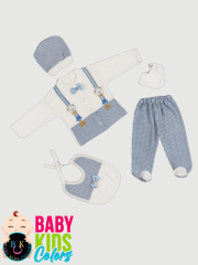 Papyolu 5'li Yeni Doğan Hastahane Çıkışı Zıbın Seti Kutulu MAVİ