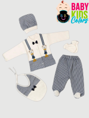 Papyolu 5'li Yeni Doğan Hastahane Çıkışı Zıbın Seti Kutulu LACİVERT