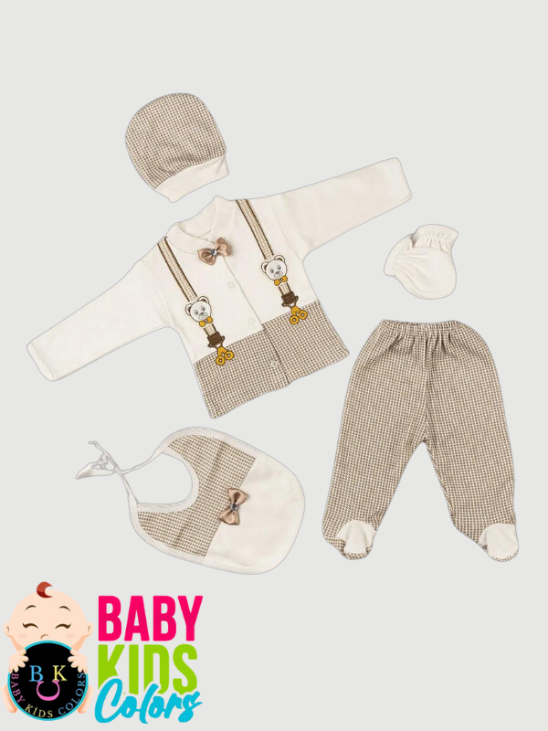 Papyolu 5'li Yeni Doğan Hastahane Çıkışı Zıbın Seti Kutulu KAHVE