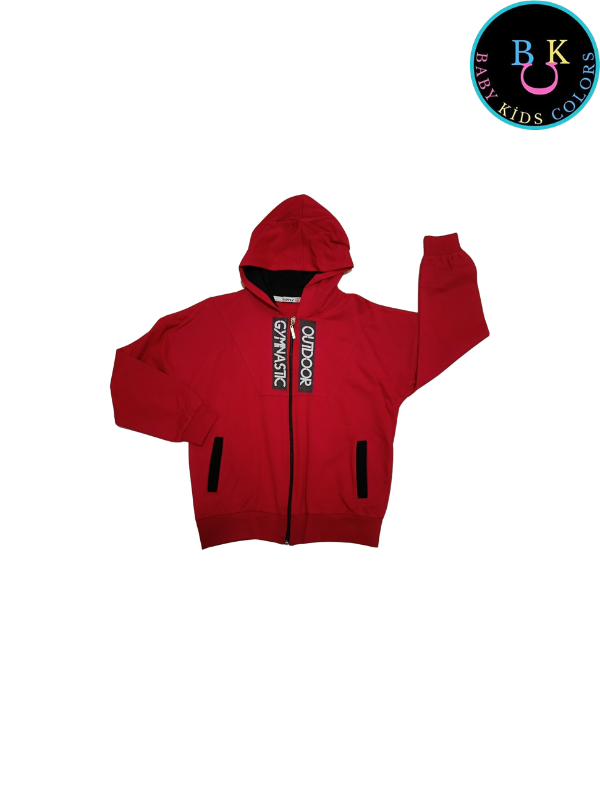 Kapüşonlu Fermuar Kapamalı Baskılı Çocuk Hırkası 9 Yaş - KIRMIZI