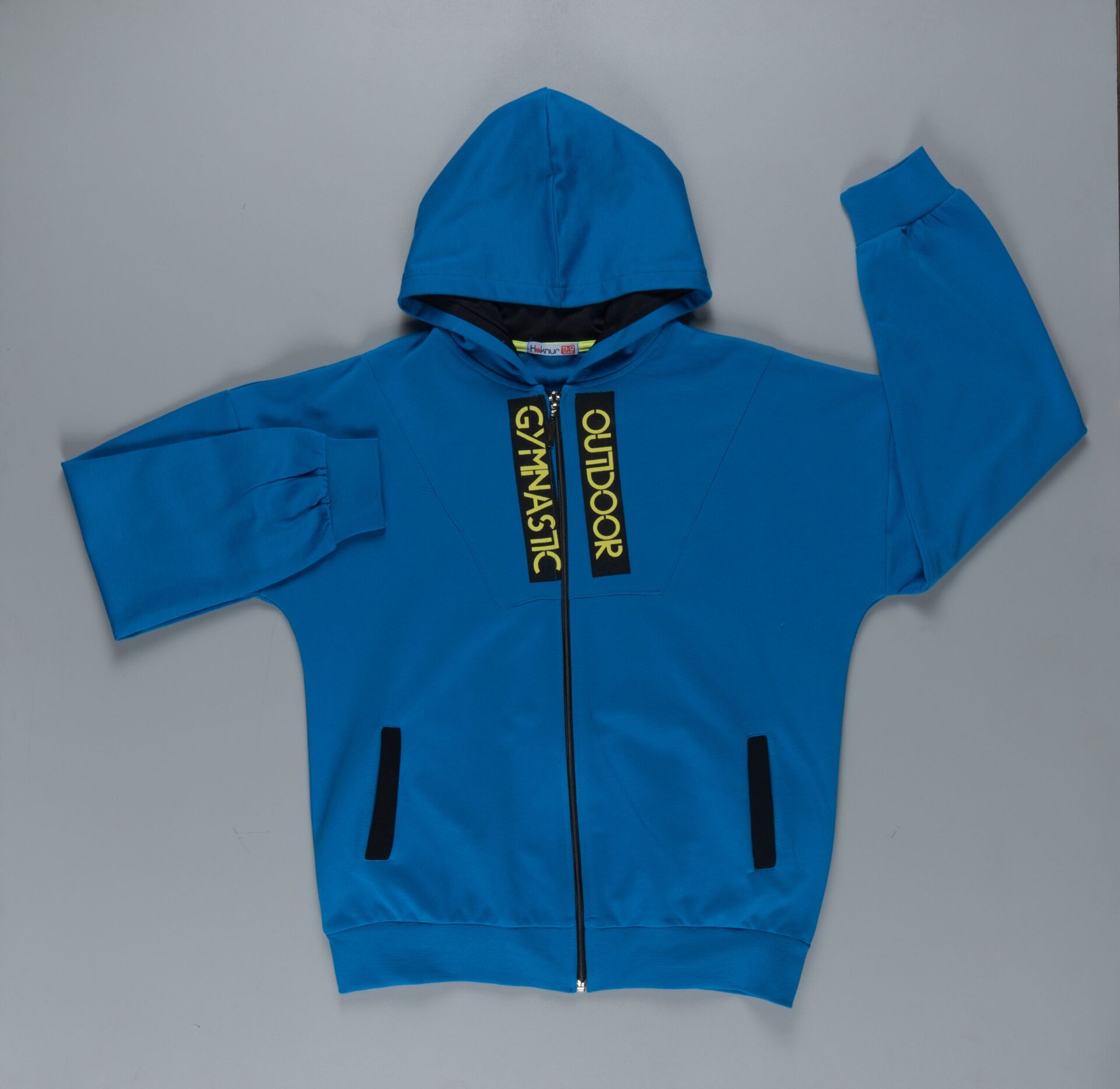 Kapüşonlu Fermuar Kapamalı Baskılı Çocuk Hırkası 10 Yaş - Saks