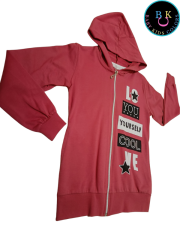 Kapüşonlu Fermuar Kapamalı Baskılı Çocuk Hırkası 10 Yaş - VİŞNE-ÇÜRÜĞÜ