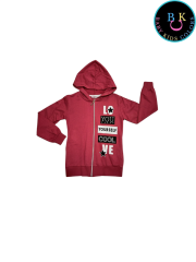 Kapüşonlu Fermuar Kapamalı Baskılı Çocuk Hırkası 11 Yaş - VİŞNE-ÇÜRÜĞÜ