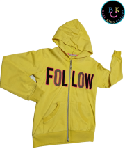 Kapüşonlu Fermuar Kapamalı Baskılı Çocuk Hırkası 9 Yaş - FOSFORLU-SARI