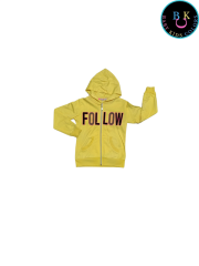 Kapüşonlu Fermuar Kapamalı Baskılı Çocuk Hırkası 12 Yaş - FOSFORLU-SARI